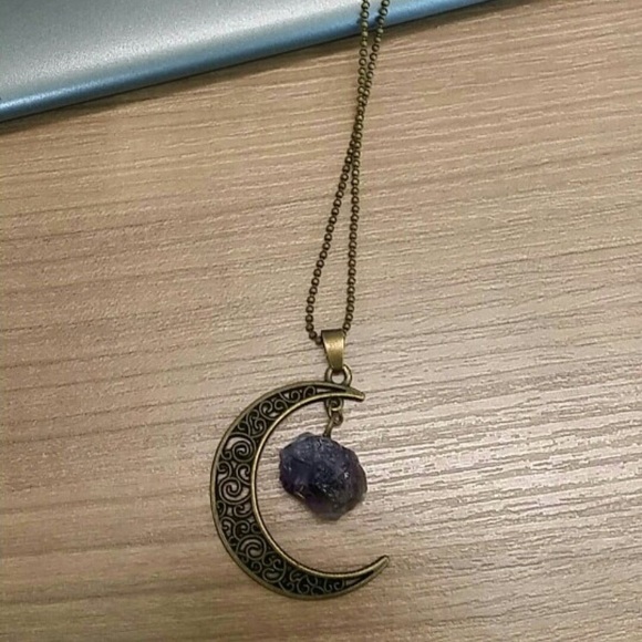 Crescent Moon Amethyst Necklace - Picture 5 of 6